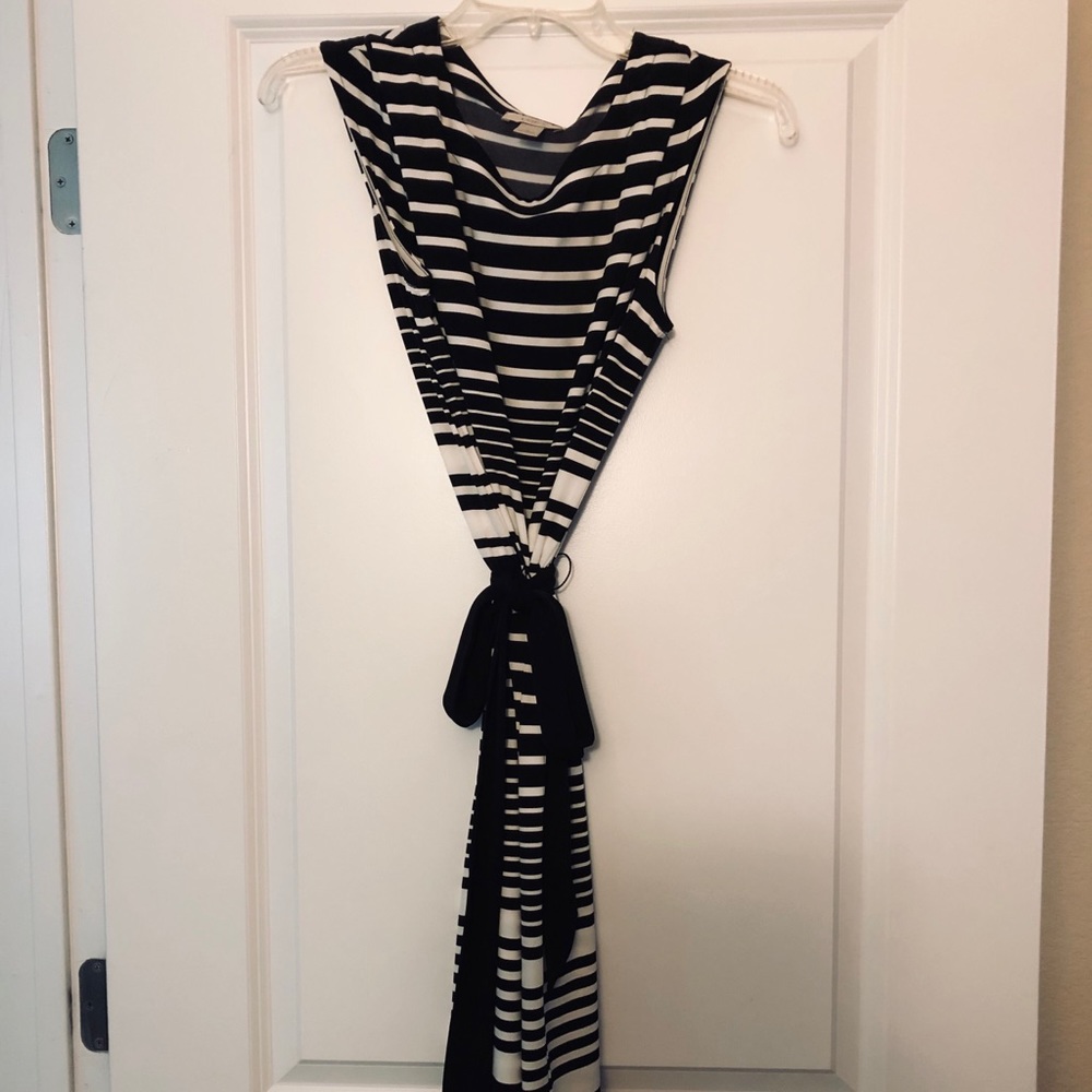 Ann Taylor black beige striped work/casual dress